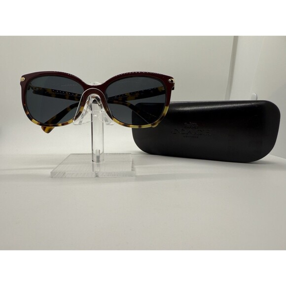 Coach HC 8132 L109 543713 Burgundy Tortoise 57-17 135 Sunglasses W/ Coach Case - Picture 1 of 16